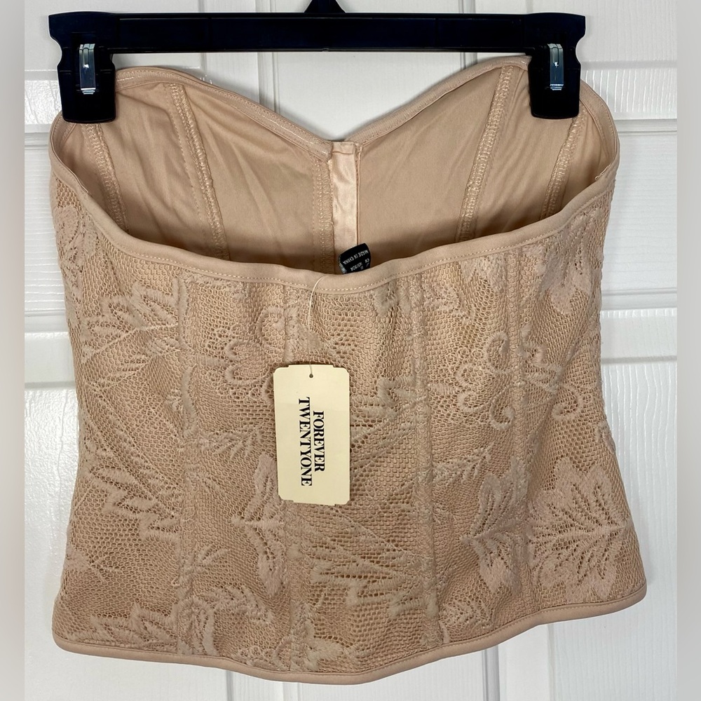 Forever 21 Elegant Tan Cream Lace Bustier in Beige Medium NWT - Picture 2 of 3